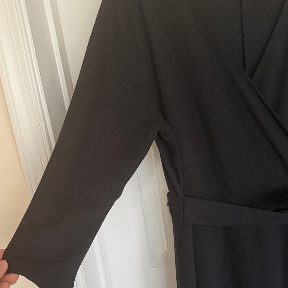 Lands' End Black Long Sleeve Faux Wrap Dress - Picture 5 of 12